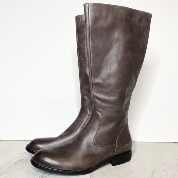 New! Born North Gray Leather Riding Boot 8M - Picture 1 of 14